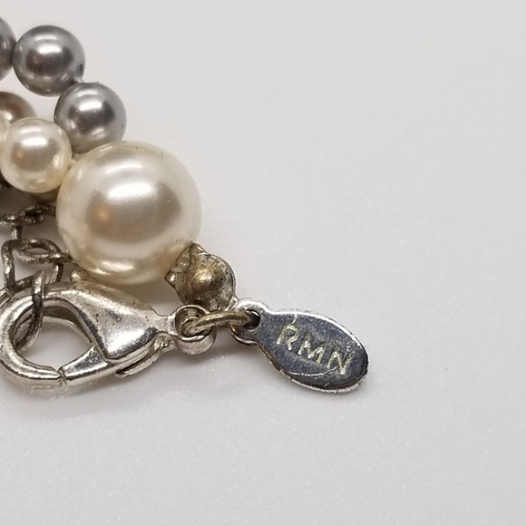 Roman twisted faux pearl necklace white silver gold - Picture 2 of 3